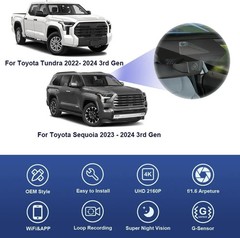 Fitcamx 4K Dash Cam for 2023-2026 Toyota Tundra & Sequoia 2023-2025 Black