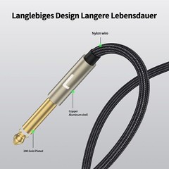 1/4 inch TRS Stereo Y-Splitter Insert Cable, 1/4 Inch Male Jack to Dual 1/4inch