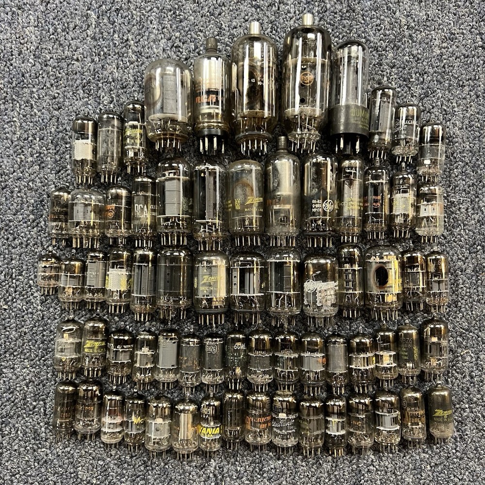 Vintage Vacuum Tube Lot Mixed Brands RCA GE Zenith Sylvania Untested 66+ Tubes