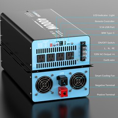 Pure Sine Wave Power Inverter 4000W 8000W 12V DC to 110 120V AC LCD Car Boat RV