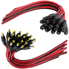 DC Power Pigtail Cable Wire Plug 18AWG 2.1mm x 5.5mm 12V 5A Male & Female Lot