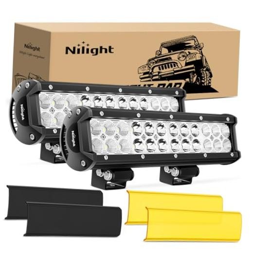 LED Light Bar with Yellow/Black Covers 2 PCS 12 Inch White+Yellow Black Cover