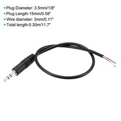 10-Pack 3.5mm Male Plug to Bare Wire Open End TRS 3 Pole Stereo 1/8″ 3.5mm Jack