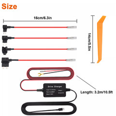 USB C Dash Cam Hardwire Kit For Fuse 12-24V to 5V/2A Type C Port Hard Wire Cable