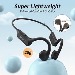 Lightweight Bone Conduction Headphones with Mic – 10 Hours Playtime & Waterproof