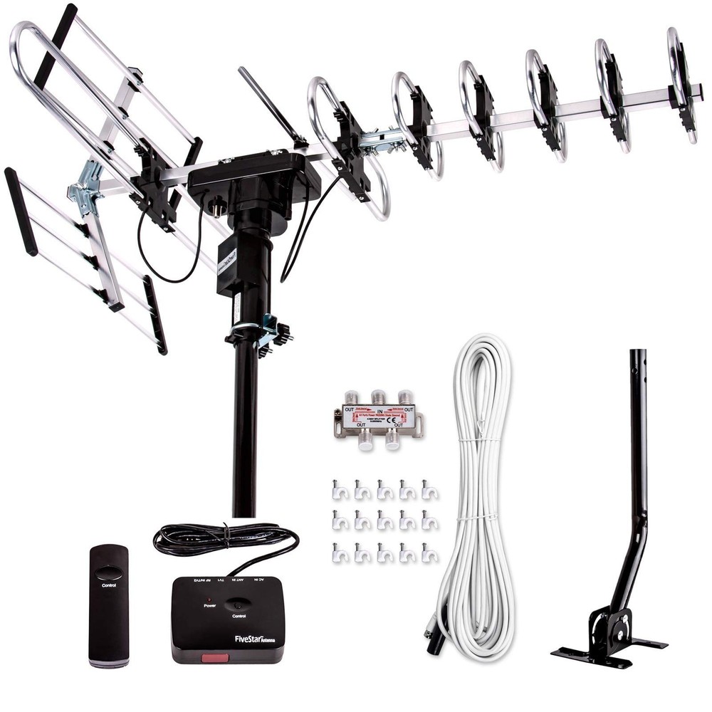 Five Star Outdoor Digital Amplified HDTV Antenna – Standard Kit plus J Pole