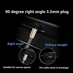 3.5mm Male to Male AUX Cable Cord L-Shaped Right Angle Car Audio Headphone Lot