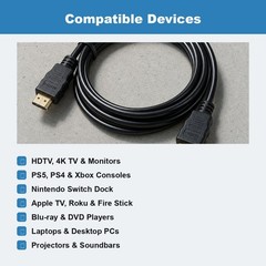 6FT HDMI Cable 4K High Speed for HDTV PS5 PS4 Xbox Series X Monitor Laptop Roku