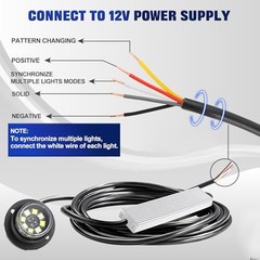 Amber White LED Emergency Strobe Lights Kit Hideaway Strobe 2PCS Amber/White