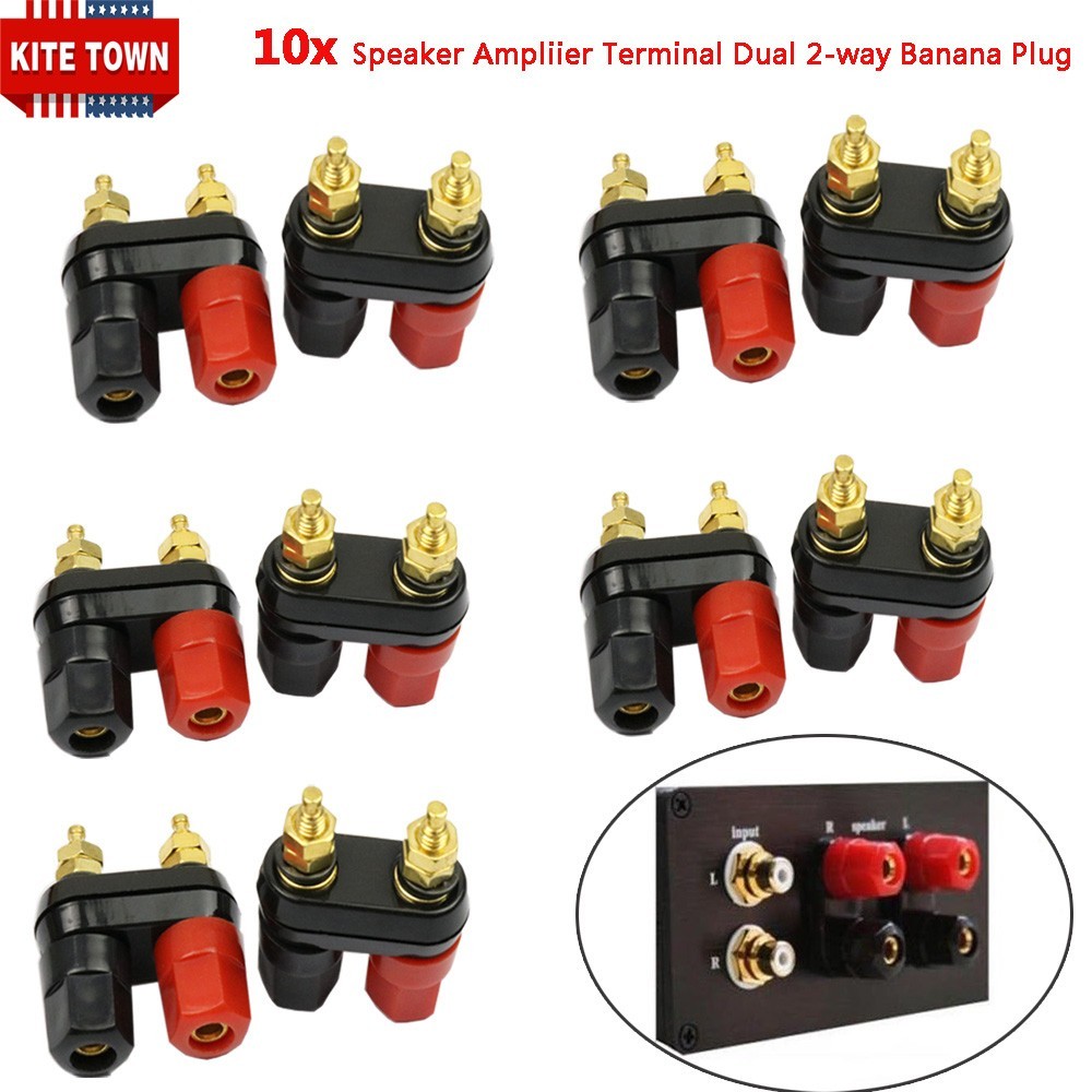 10x Speaker Amplifier Terminal Binding Post Dual 2-way Female Banana Plug Jack
