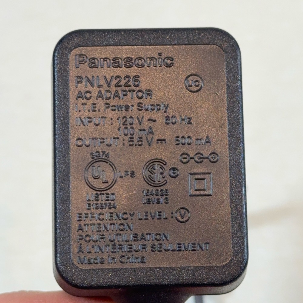Panasonic PNLV226 AC Adapter 5.5V 500mA Power Supply Cordless Phone Charger