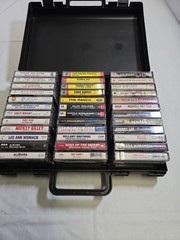 Vintage 36 Cassette Storage Carrying Case Tote Black-Plastic W/36 Tape