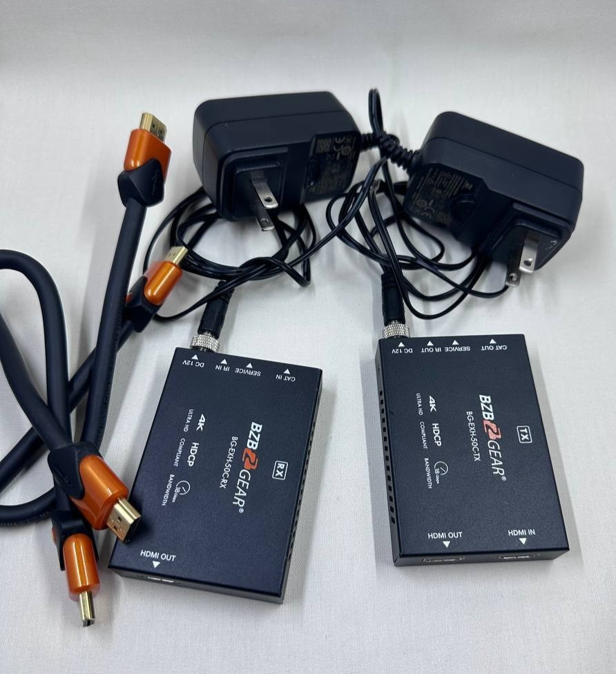 BZBGEAR BG-EXH-50C HDMI Extender TX RX 4K over Cat5e/6 w Power Adapters