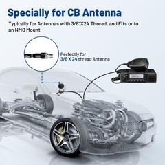 NMO To 3/8 x 24 Thread Adapter Antenna Mount For CB Ham Two Way Amateur Radio