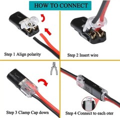 2-Way Quick Wire Connectors Waterproof Locking Buckle 18-22AWG Solderless