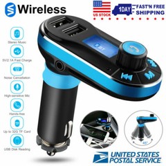Car Wireless FM Transmitter MP3 Player Aux Kit 2 USB Charger Hands-Free w/Remote