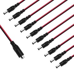 DC Power Pigtail Cable 10 Pair 18AWG Male Female Connector Set