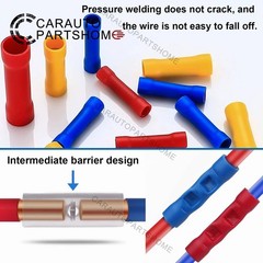 100Pcs 12-10 Gauge Insulated Butt Wire Connectors Crimp Splice Terminals Yellow