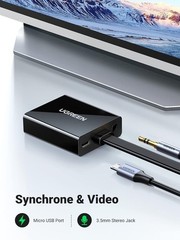UGREEN Active HDMI Male to VGA Female Adapter with 3.5mm Audio Jack up to 1080P