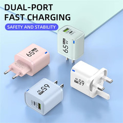 65W GaN USB Charger – Quick Charge 3.0, Type-C Fast Charging Travel Plug