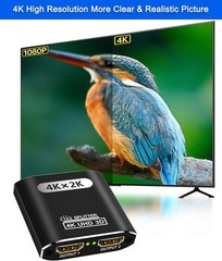 HDMI Splitter 1 In 2 Out – Aluminum 4K Signal V1.4 Powered HDCP Bypass Supports*
