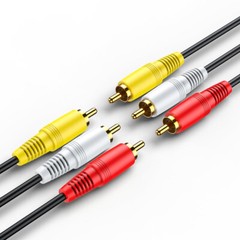 3 RCA Male to 3 RCA Male Cable Stereo AV Audio Video Composite Gold Plated US