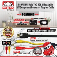 HDMI To 3 RCA Video Audio AV Component Converter Adapter HD Cable 1080P HDTV 5FT