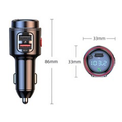 Bluetooth 5.4 Car Wireless FM Transmitter Adapter 2USB PD Charger Hands-Free AUX