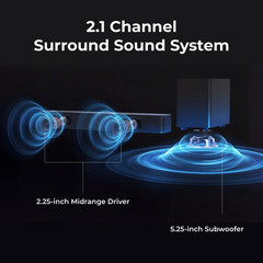 ULTIMEA 2.1 Channel Soundbar with Wireless Subwoofer Bluetooth Home Theater 240W