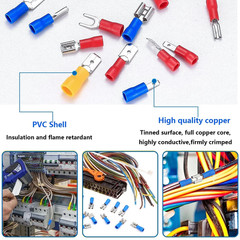 1200Pcs Assortment Insulated Electrical Wire Connectors Crimp Terminals Kit Lot