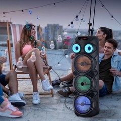 8000W Cylindrical Bluetooth Speaker w/ 3×8″ Woofers Karaoke Mic Heavy Bass Party