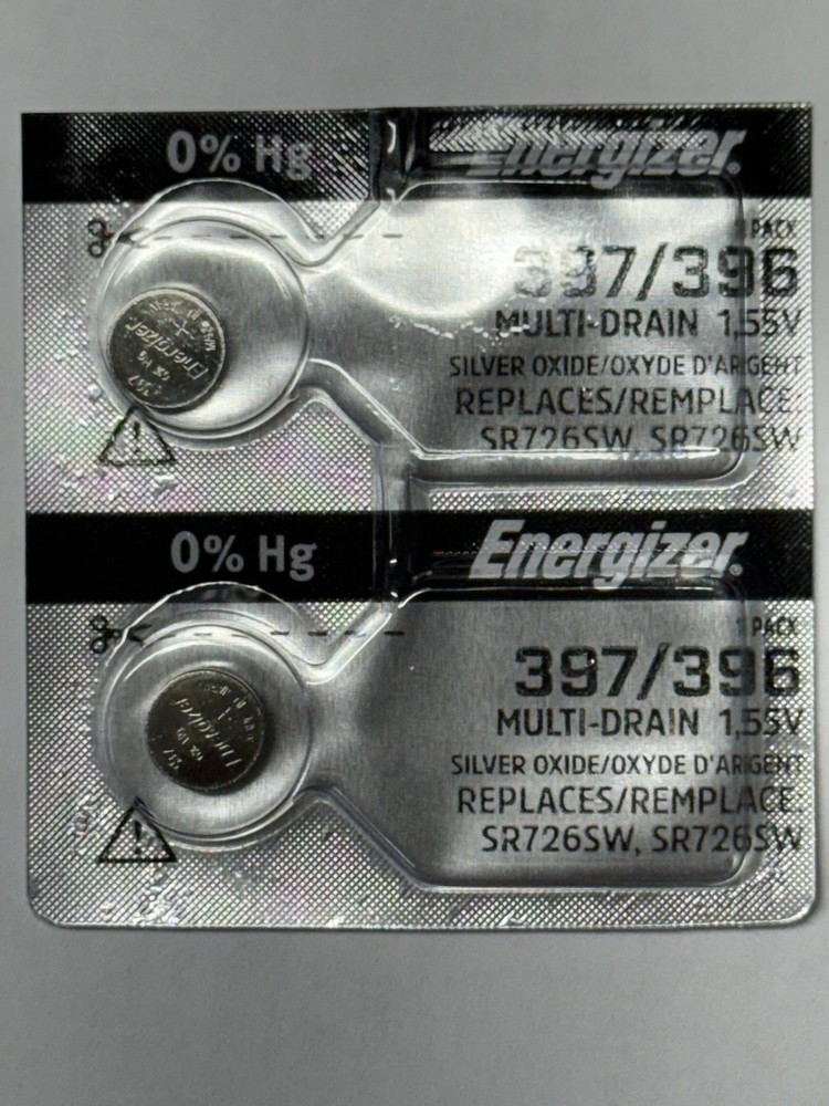 2 PACK 397 / 396 ENERGIZER SR726W SR726SW 1.55V SILVER OXIDE BATTERY FREE SHIP