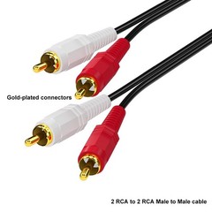 2 RCA Male to 2 RCA Male Cable Wire Gold Plated Cord Stereo Audio 4.4Ft