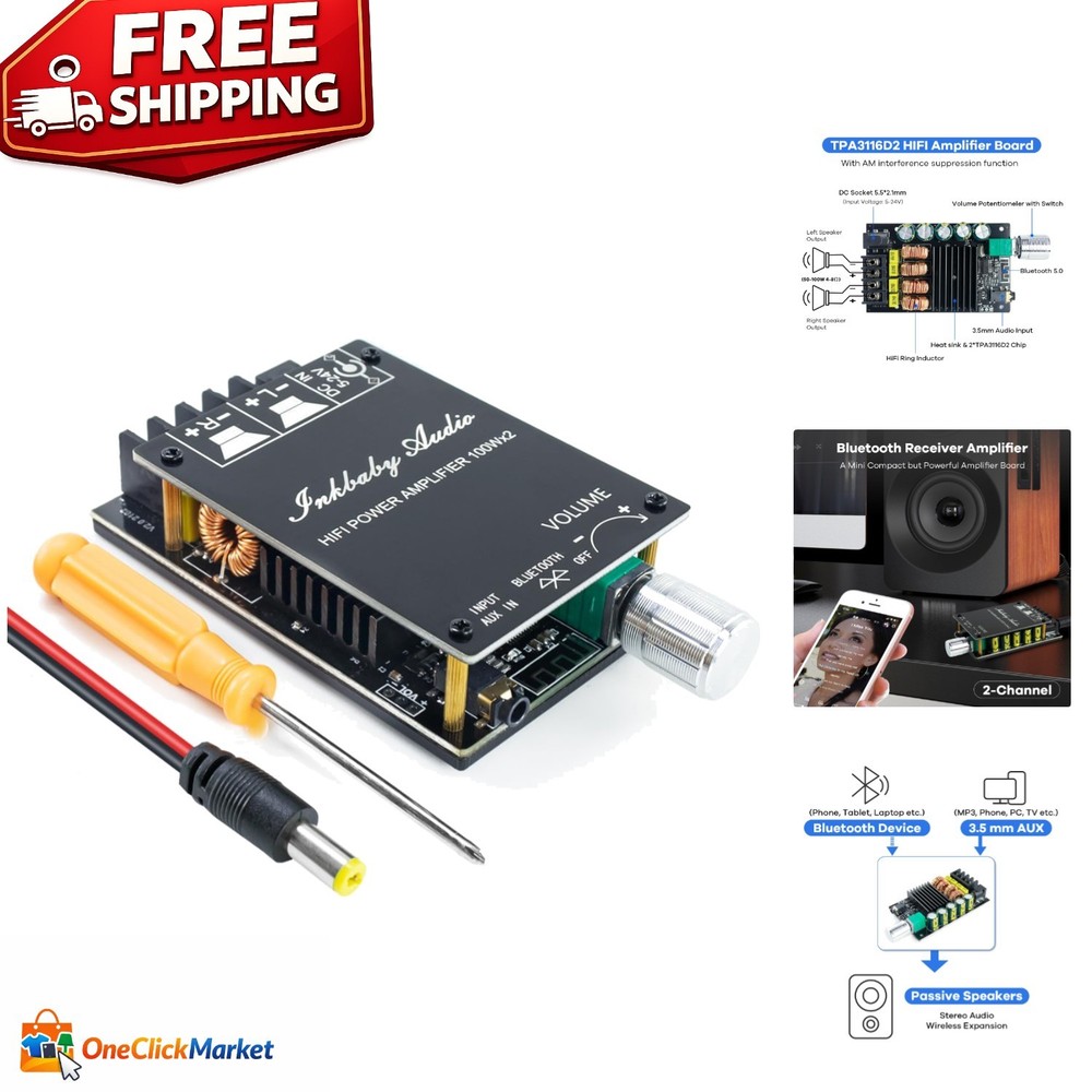 200W Bluetooth 5.0 Mini Amplifier Board – Dual Channel Stereo Audio Receiver