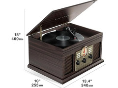 Victrola The Quincy 6 in 1 Bluetooth Record Player Turntable Grey Wood NEW