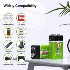 Batteries 9V Block Battery, 6 Pieces, Longlife Power for Smoke Detectors, Fir…