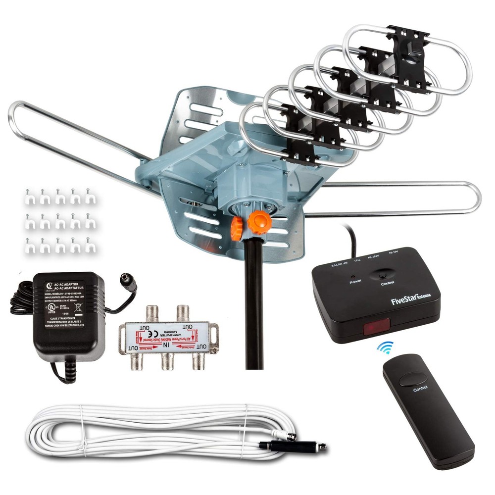 Five Star HDTV Antenna Amplified Digital Outdoor Antenna 150 Miles Range, 360 De