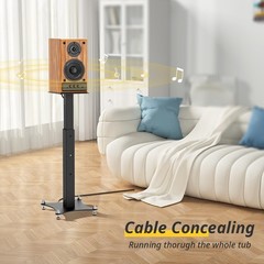 Adjustable Bookshelf Speaker Stands Pair, 20-27.5 Inch All-Metal Heavy Duty Hold