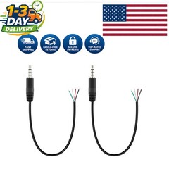 2-Pack 3.5mm TRRS Male Plug to Bare Wire Pigtail Audio Repair Cable Adapter
