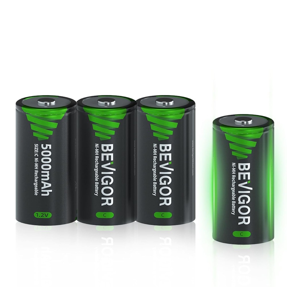 Rechargeable C Batteries 5000mAh 1.2V NiMH Precharged C Cell Battery Pack 4 Pack
