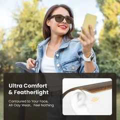 WeariQ Smart Glasses Brown Glossy Frame UV400 Polarized Wireless Bluetooth USB-C
