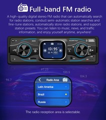 Car Stereo Radio MP3 Player Single 1 DIN AUX USB BT FM Audio Head Unit Receiver