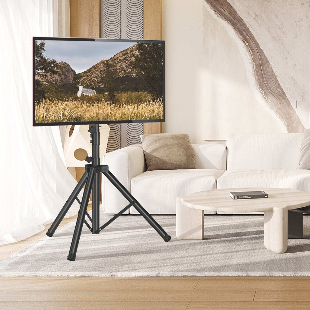 Outdoor Portable Tripod TV Stand for TVs up to 70 75 inch, Height Adjustable
