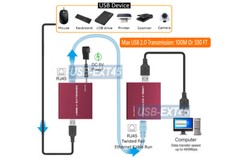 USB 2.0 Range Extender Repeater Kit With Active Power Over Cat5E Cat6 Max 330FT
