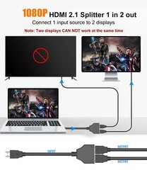 4K HDMI Cable Adapter Male To Dual Female 2.0 Converter out Y Splitter TV Lot