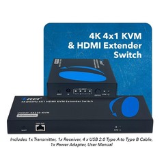 OREI 4×1 KVM 4K HDMI Over Ethernet Extender Switcher Balun Over CAT6/7 Cable …