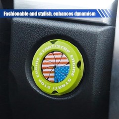 Stylish Car Push Start Button Cover, American Flag Rotary Car Engine Green