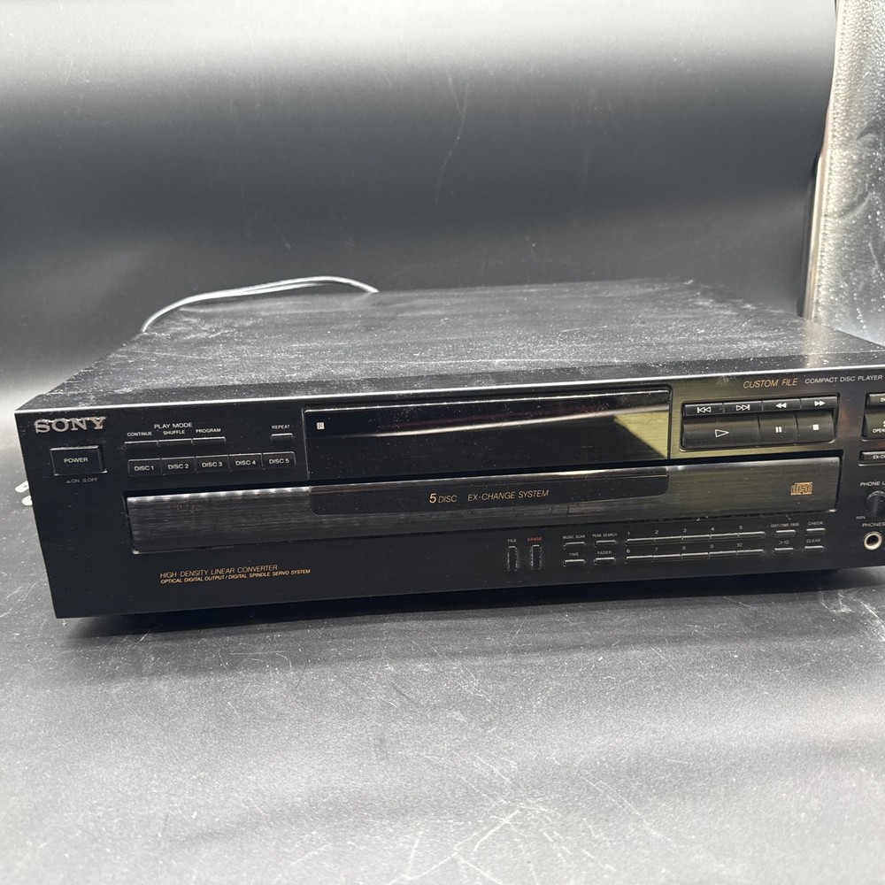 SONY CDP-C445 CD Player 5-Disc Carousel Changer No Remote, Tested & Working