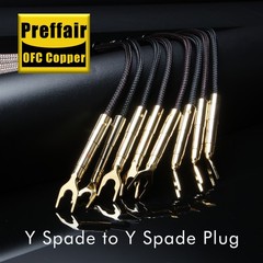12AWG OFC HiFi Audio Speaker Cable Wire 24K Gold Plated Banana to Y Spade Plug