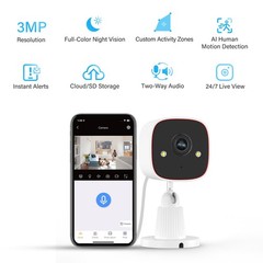 Jennov 2K WiFi Security Camera 2pcs Outdoor Camera, White & Black